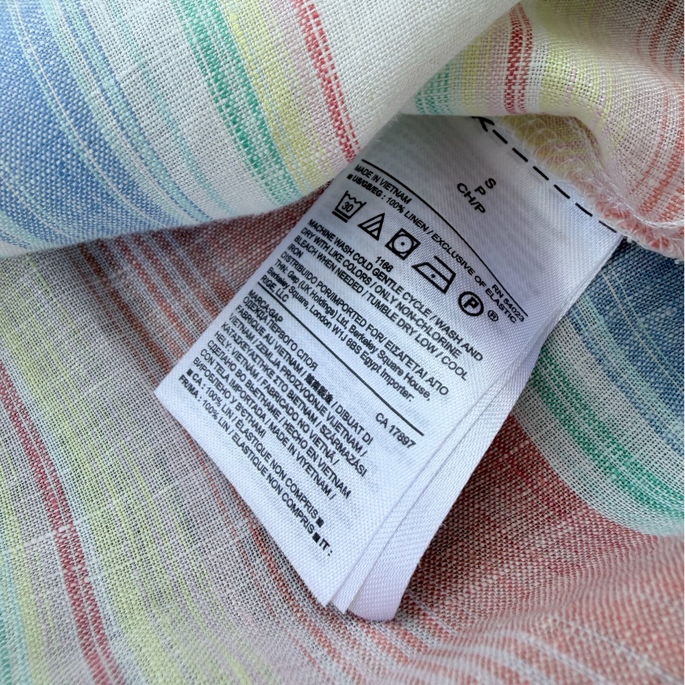 GAP Pastel Striped Sleeveless V-Neck Linen Top - Picture 4 of 5